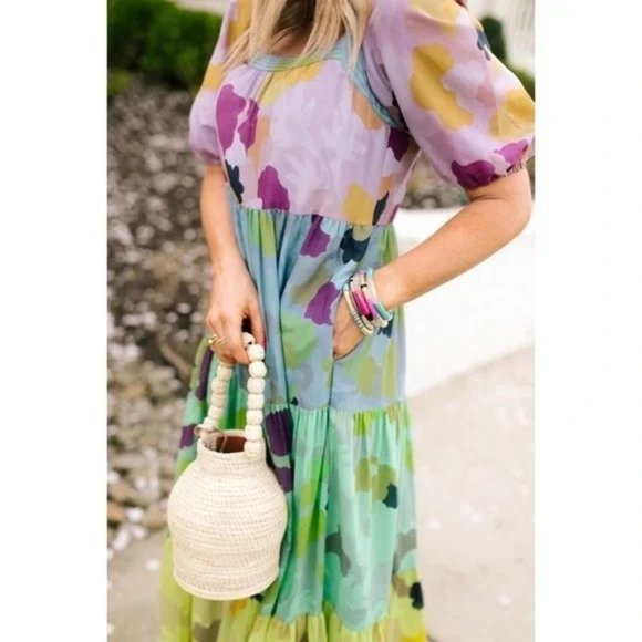 Anthropologie | Dresses | Anthropologie Caroline Tiered Maxi Dress Size S  Nwt Silk Blend Colorful 98 | Poshmark
